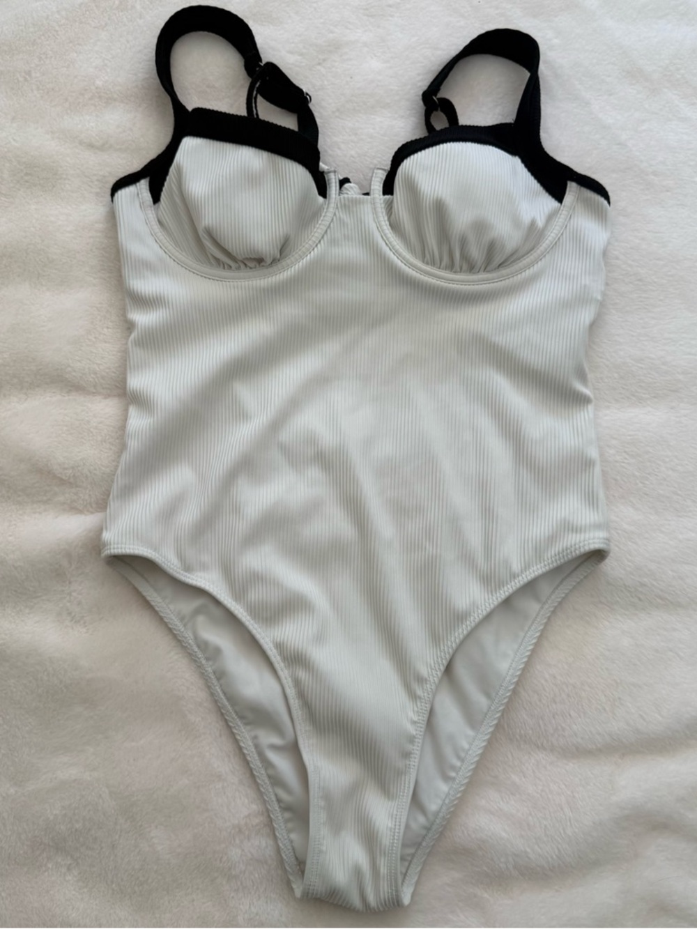 NWOT White One-Piece Swimsuit with Black Trim